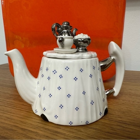 Paul Cardew Porcelain Small Teapot With Removable Lid Tea Set White And Blue - Picture 1 of 8